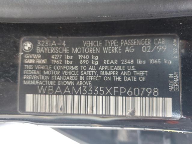 1999 BMW 323 I Automatic VIN: WBAAM3335XFP60798 Lot: 53156014