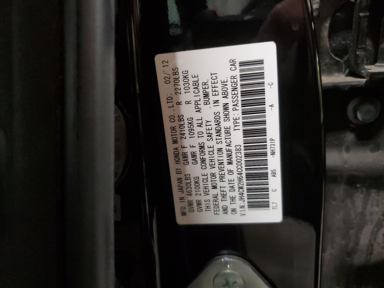 JH4CW2H64CC002383 2012 Acura Tsx Tech