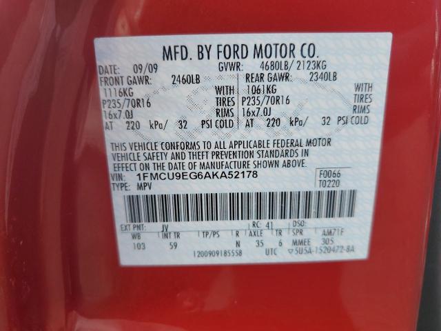 2010 Ford Escape Limited VIN: 1FMCU9EG6AKA52178 Lot: 54388514