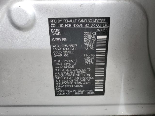 2015 Nissan Rogue S VIN: KNMAT2MTXFP540791 Lot: 54142964