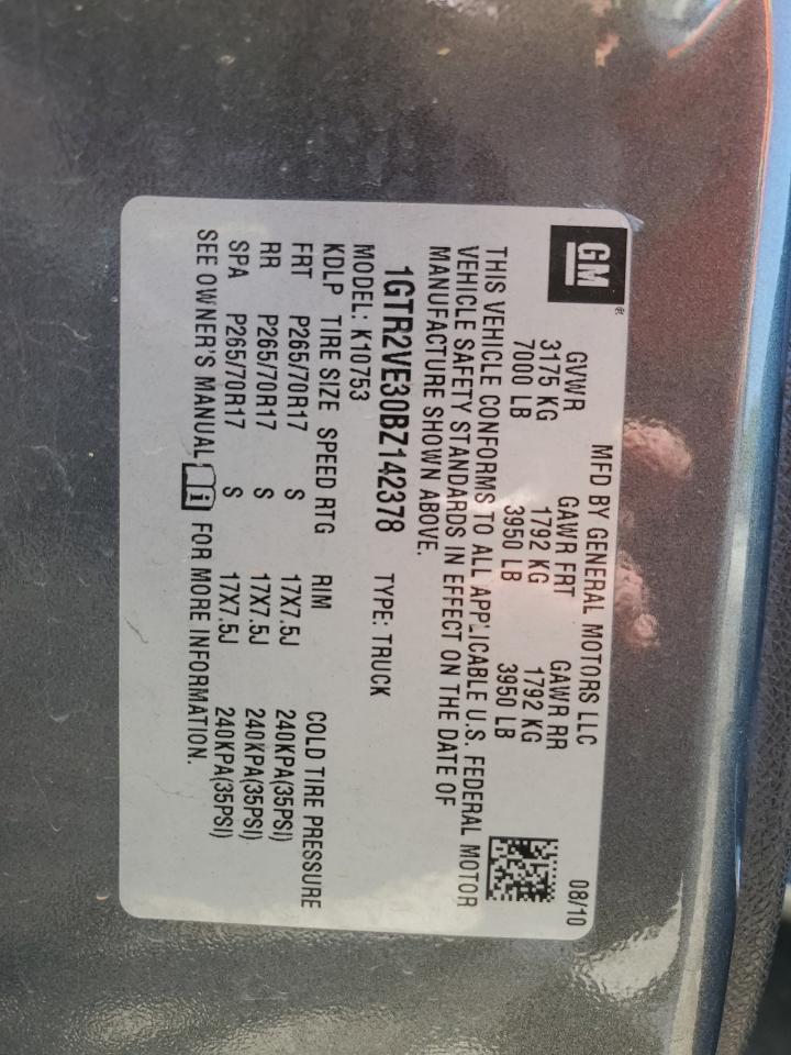 1GTR2VE30BZ142378 2011 GMC Sierra K1500 Sle