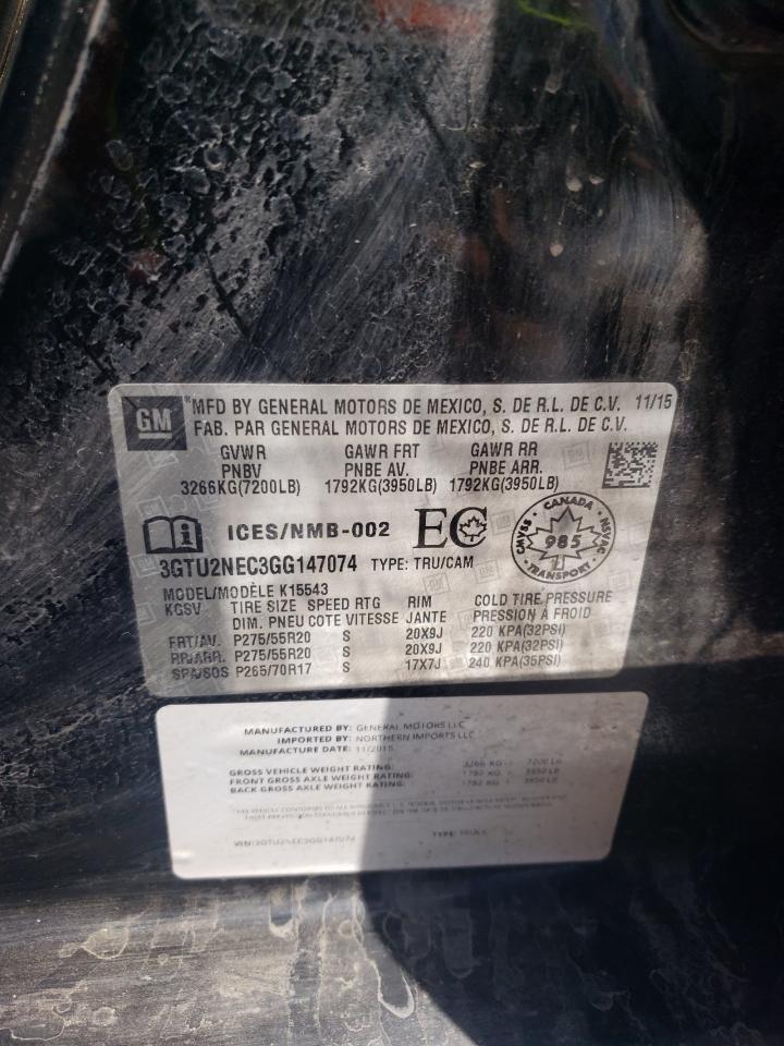 3GTU2NEC3GG147074 2016 GMC Sierra K1500 Slt