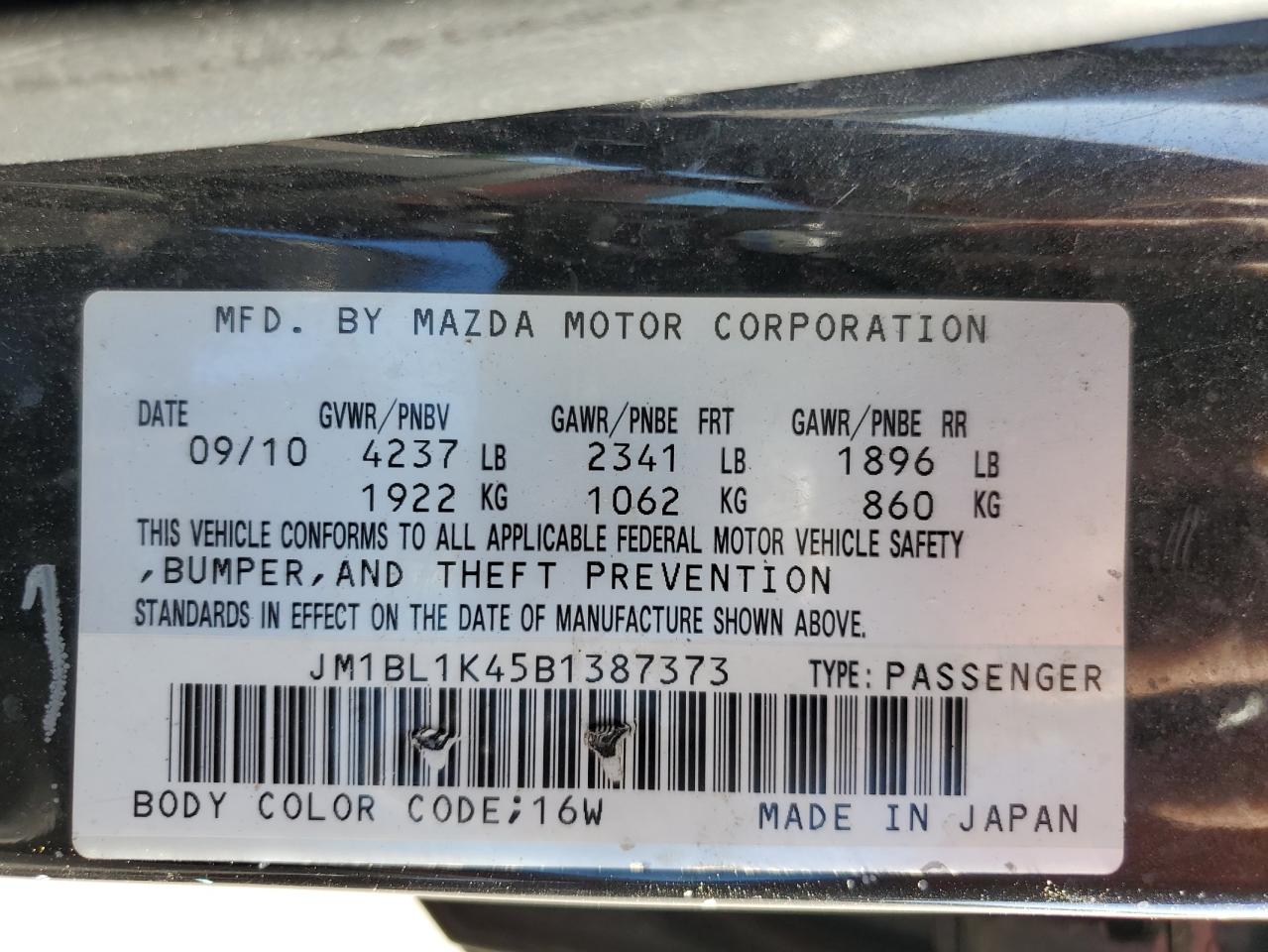 JM1BL1K45B1387373 2011 Mazda Speed 3