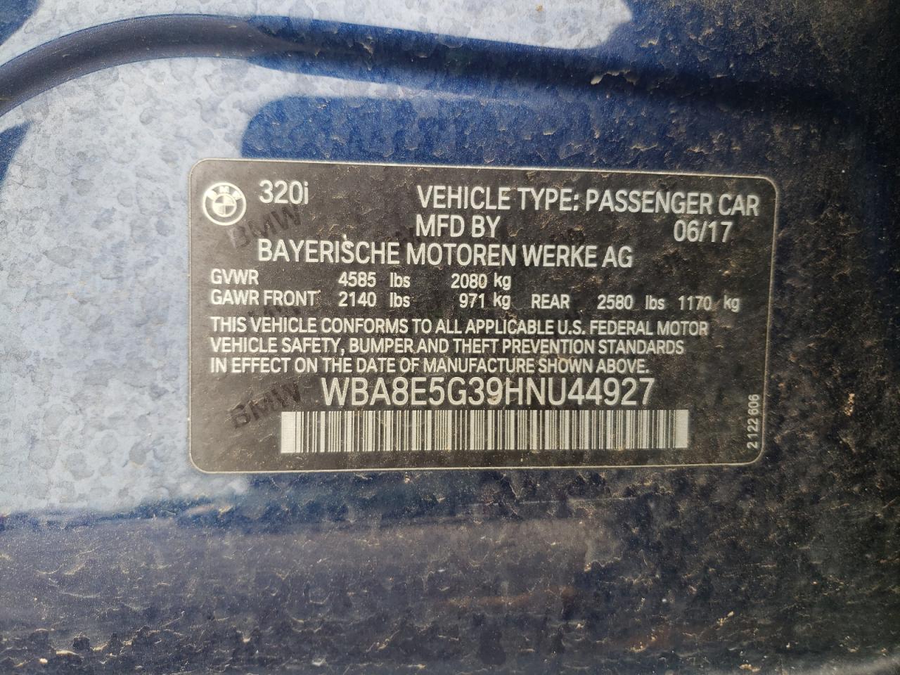 WBA8E5G39HNU44927 2017 BMW 320 Xi