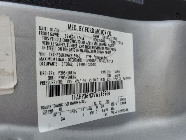 2009 Ford Focus Ses VIN: 1FAHP36NX9W218966 Lot: 53439414