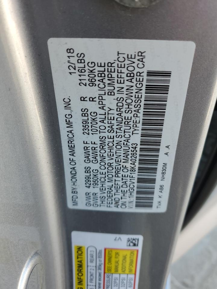 1HGCV1F18KA026543 2019 Honda Accord Lx