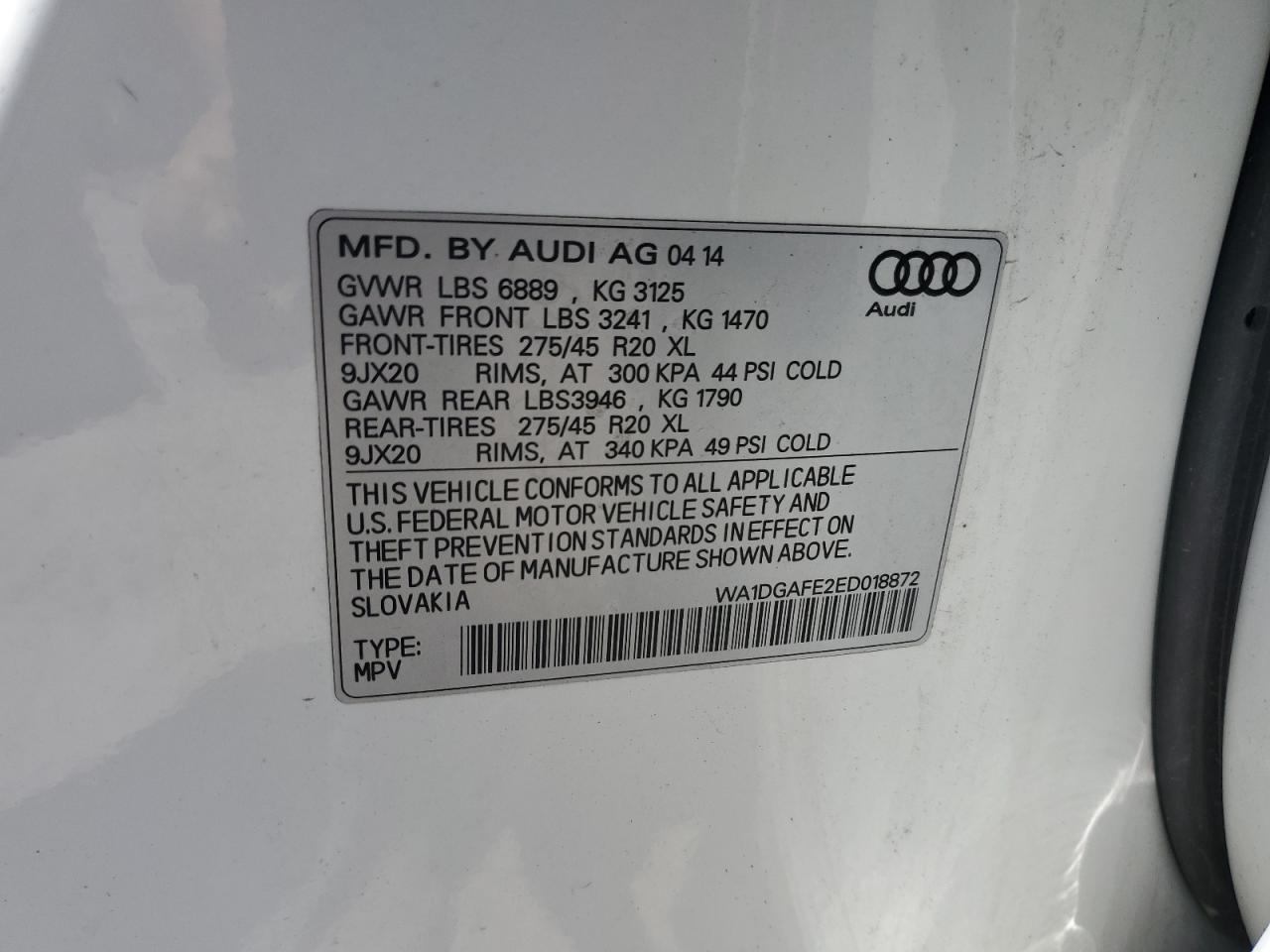 WA1DGAFE2ED018872 2014 Audi Q7 Prestige