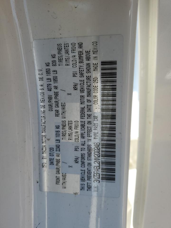 3MZBPABL2MM200248 2021 Mazda 3 Select