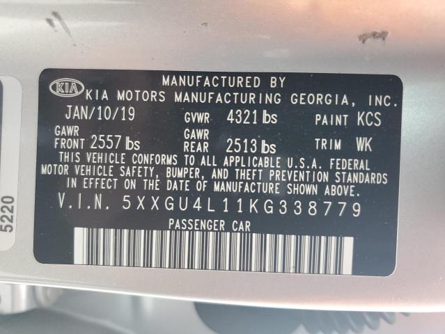 2019 Kia Optima Ex VIN: 5XXGU4L11KG338779 Lot: 53818814