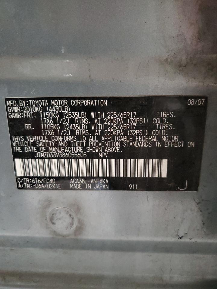 JTMZD33V386055605 2008 Toyota Rav4