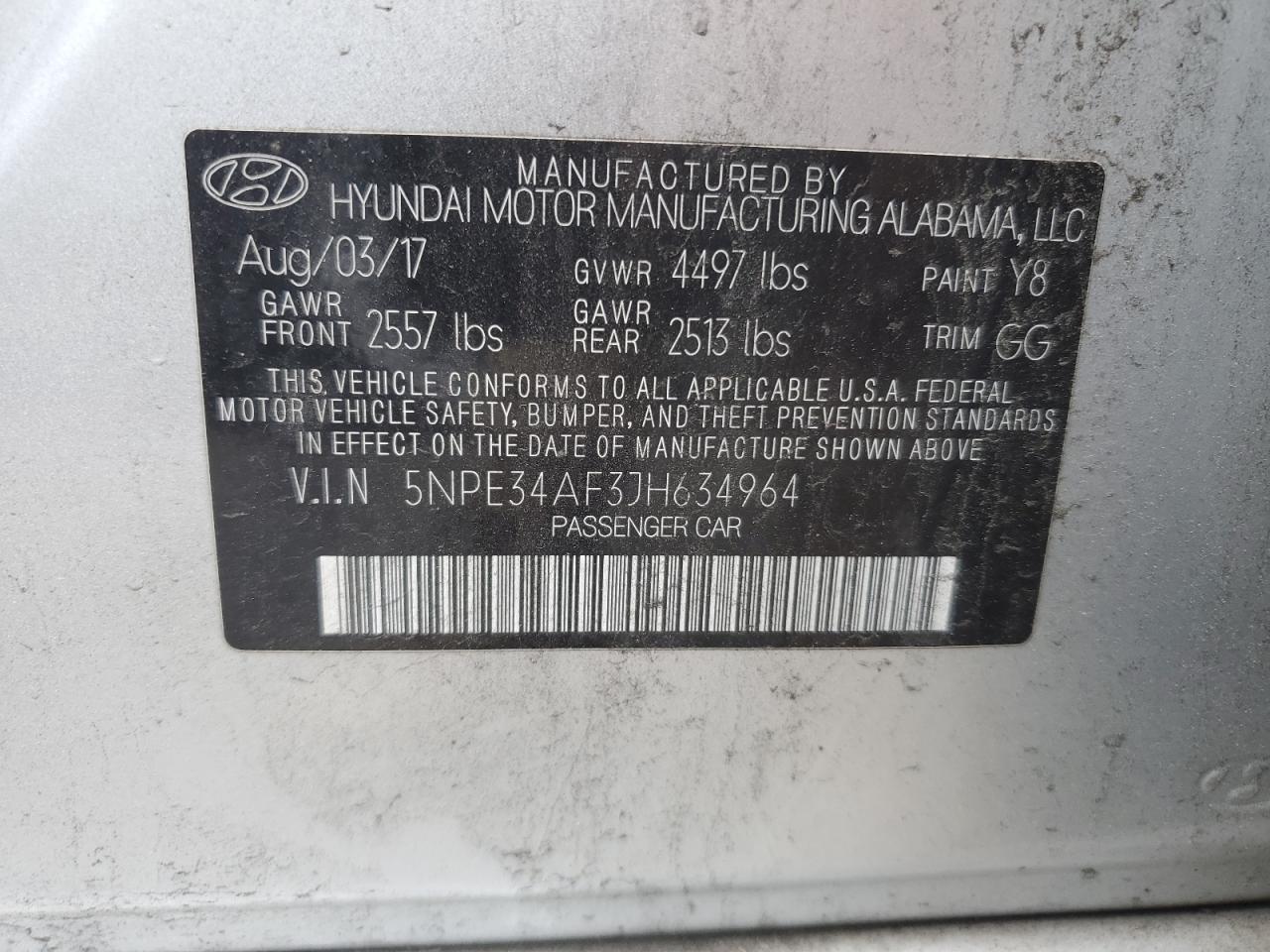 2018 Hyundai Sonata Sport vin: 5NPE34AF3JH634964