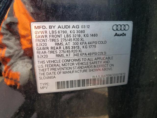 2012 Audi Q7 Premium Plus VIN: WA1LGAFE8CD007870 Lot: 53135014