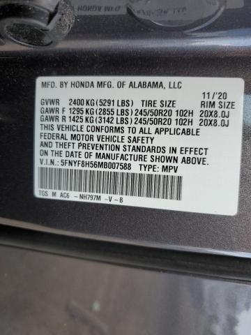2021 Honda Passport Exl VIN: 5FNYF8H56MB007588 Lot: 56721934