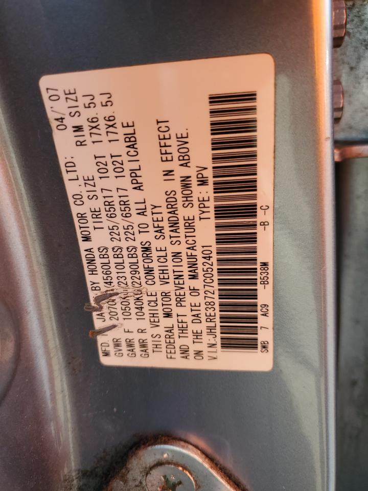 JHLRE38727C052401 2007 Honda Cr-V Exl