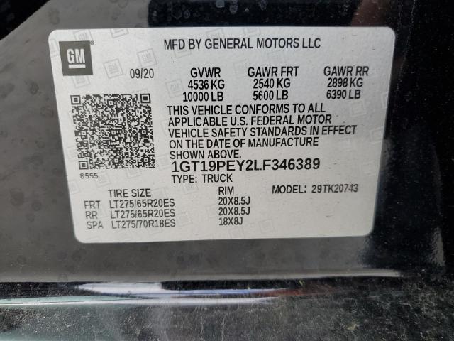 2020 GMC Sierra K2500 At4 VIN: 1GT19PEY2LF346389 Lot: 54928384