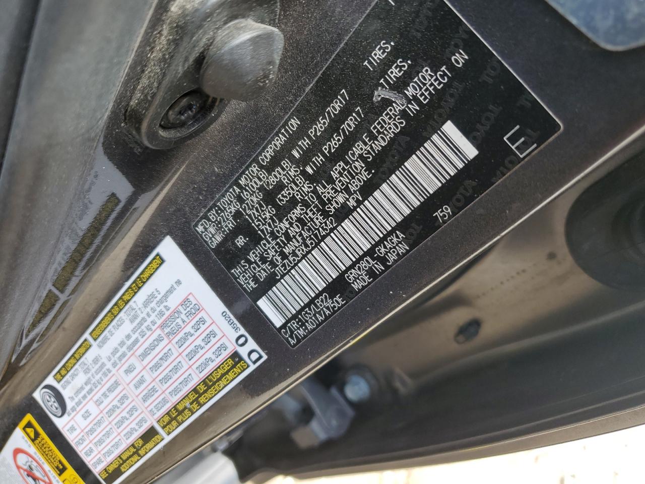 JTEZU5JRXJ5174342 2018 Toyota 4Runner Sr5