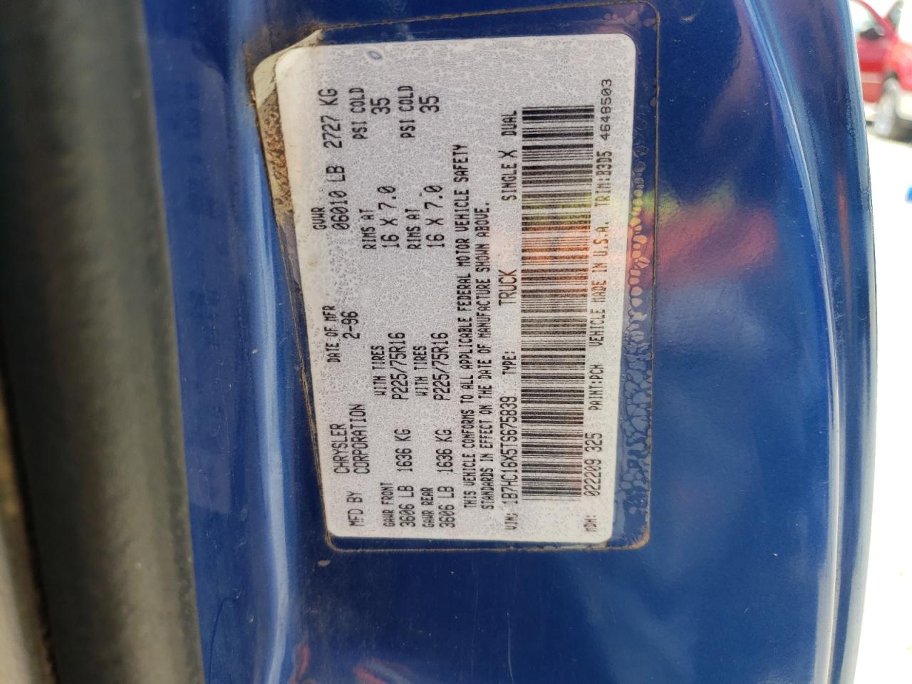 1B7HC16X5TS675839 1996 Dodge Ram 1500