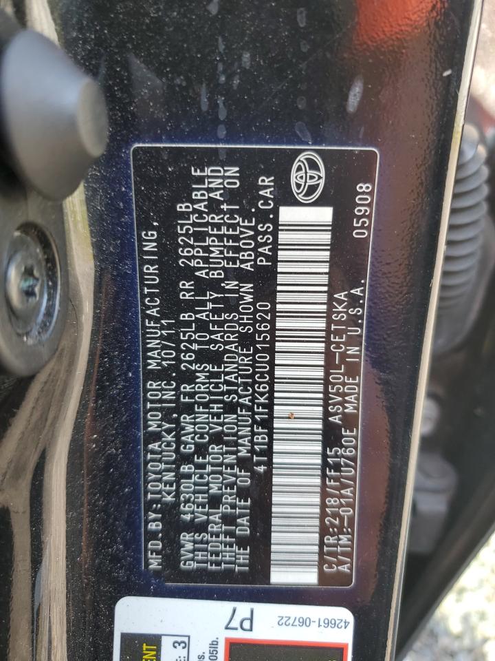 4T1BF1FK6CU015620 2012 Toyota Camry Base