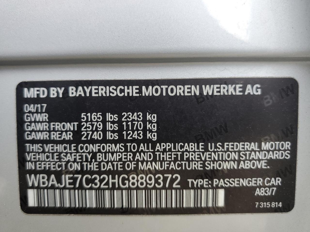 WBAJE7C32HG889372 2017 BMW 540 Xi