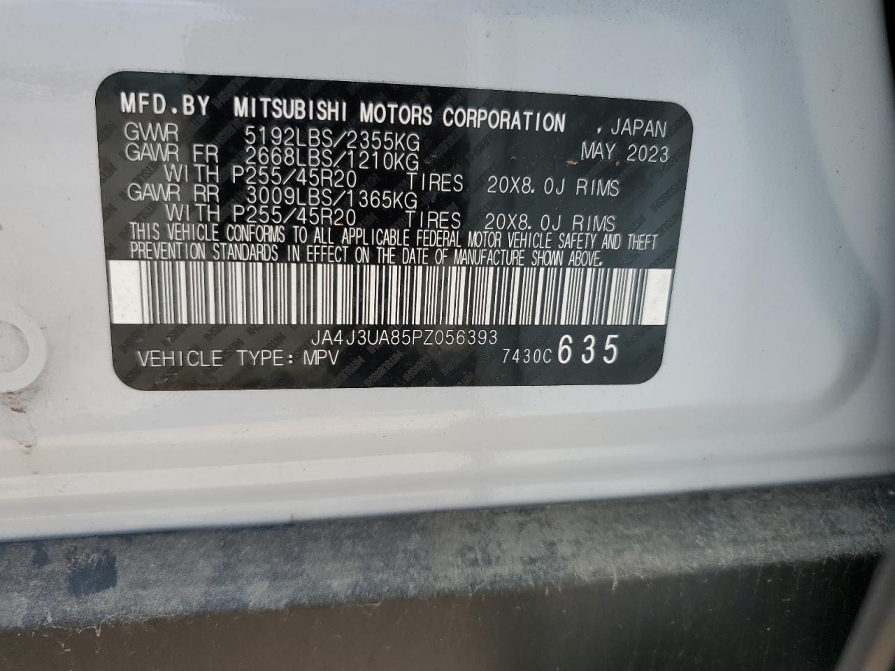 JA4J3UA85PZ056393 2023 Mitsubishi Outlander Se