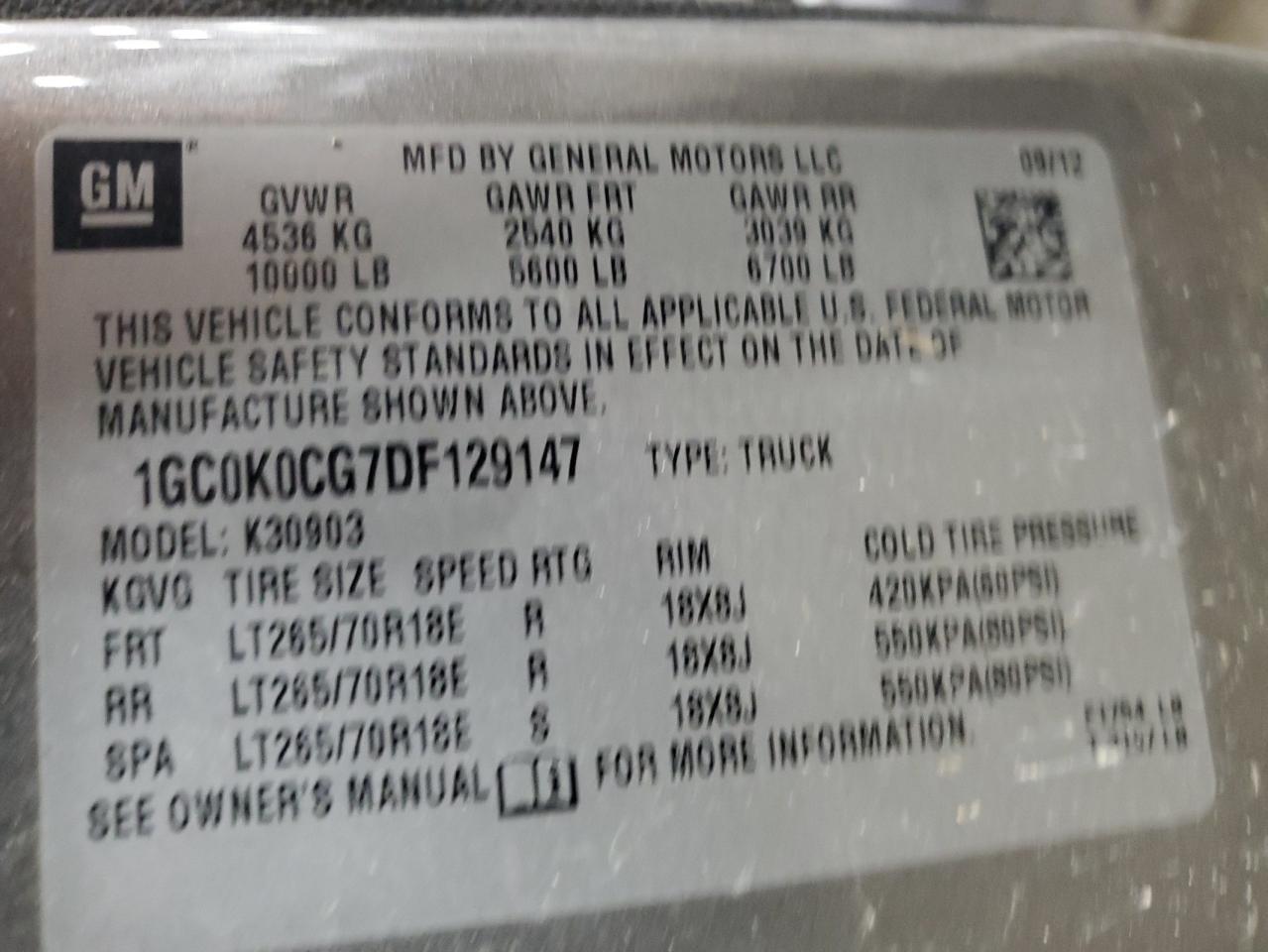 1GC0K0CG7DF129147 2013 Chevrolet Silverado K3500 Lt