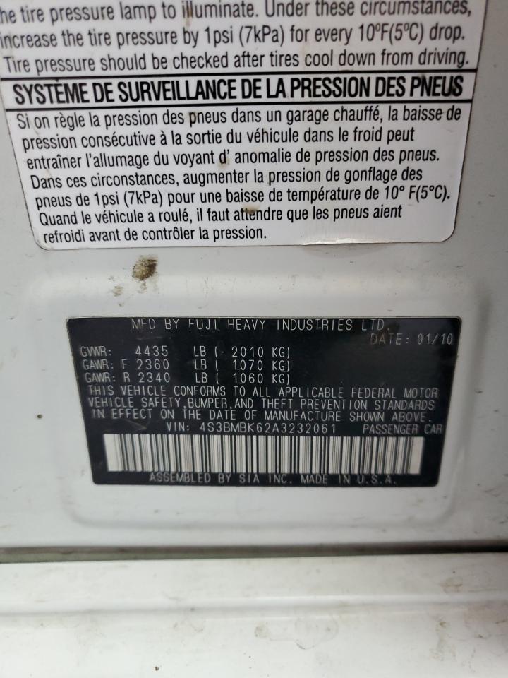 4S3BMBK62A3232061 2010 Subaru Legacy 2.5I Limited