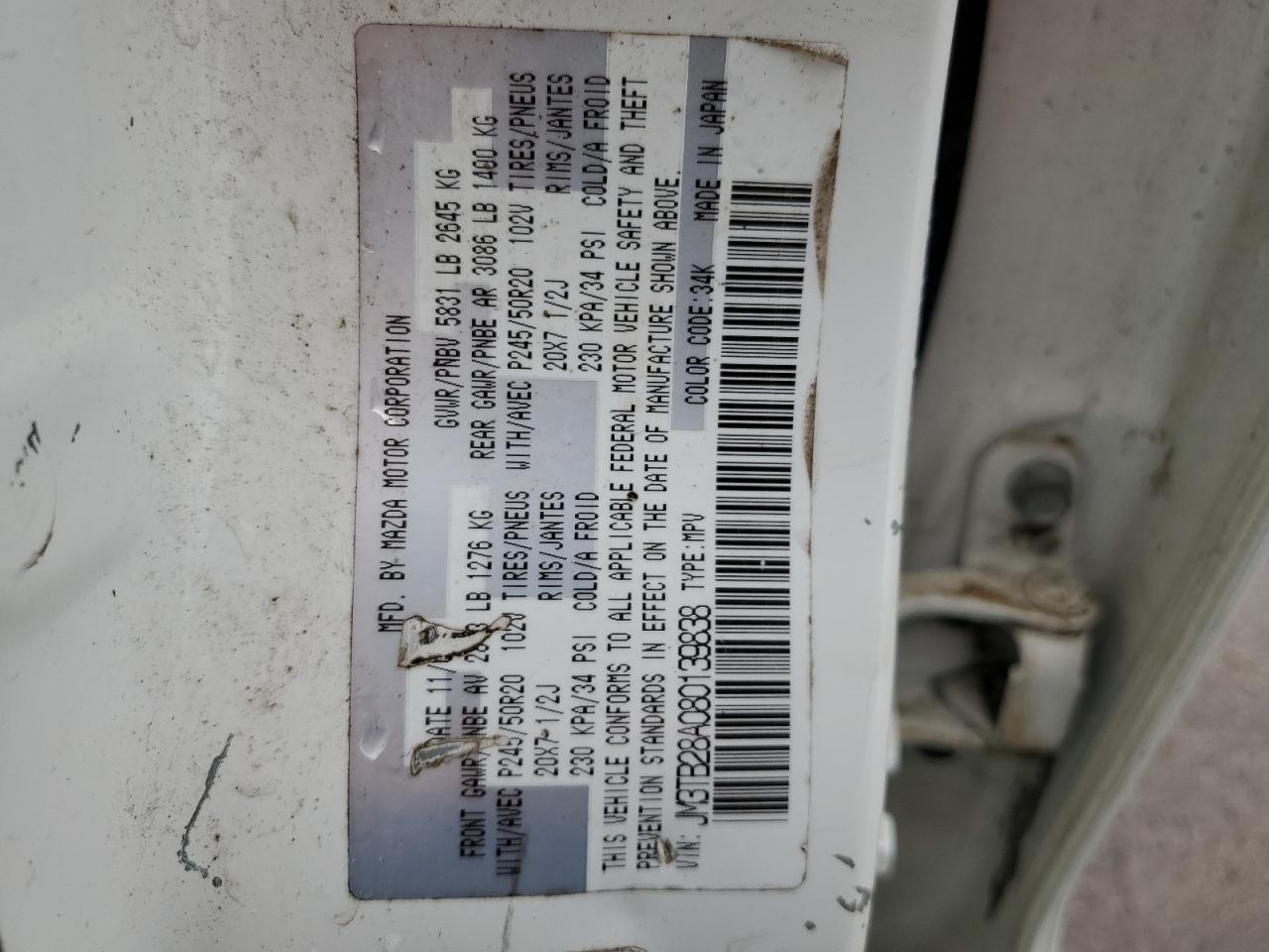 JM3TB28A080139838 2008 Mazda Cx-9