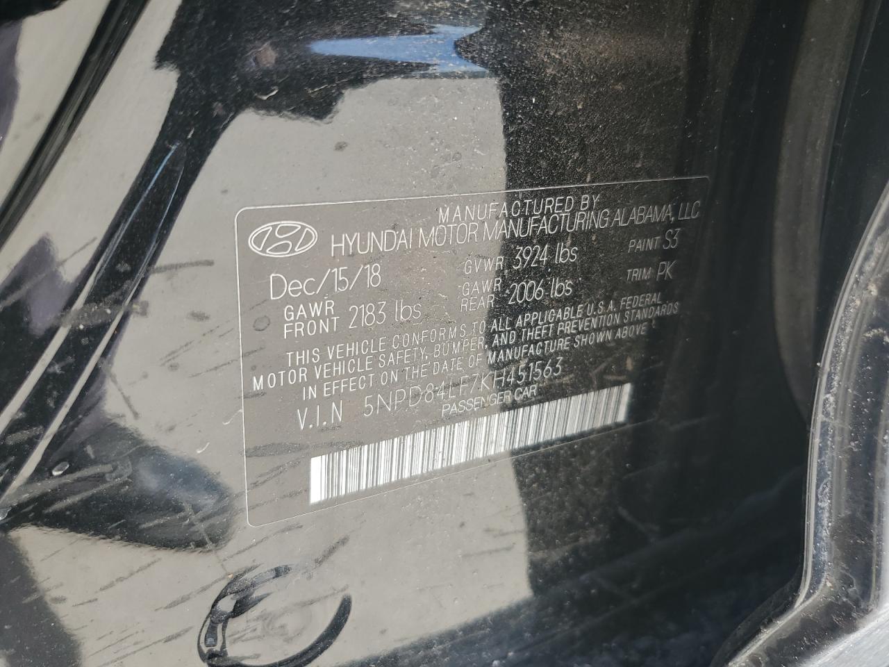 5NPD84LF7KH451563 2019 Hyundai Elantra Sel