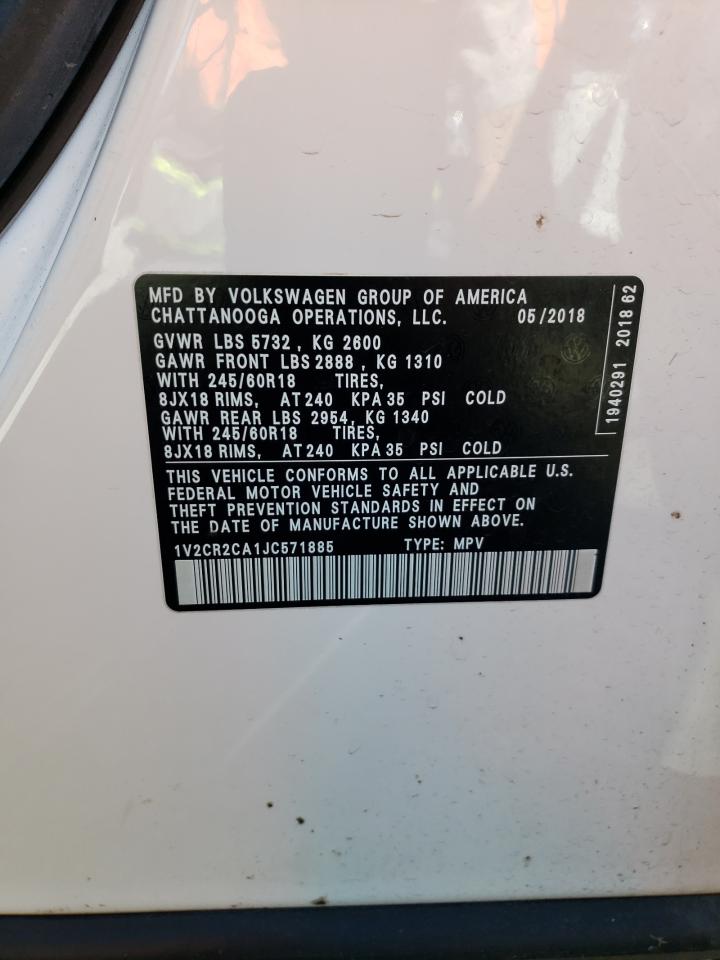 1V2CR2CA1JC571885 2018 Volkswagen Atlas Se