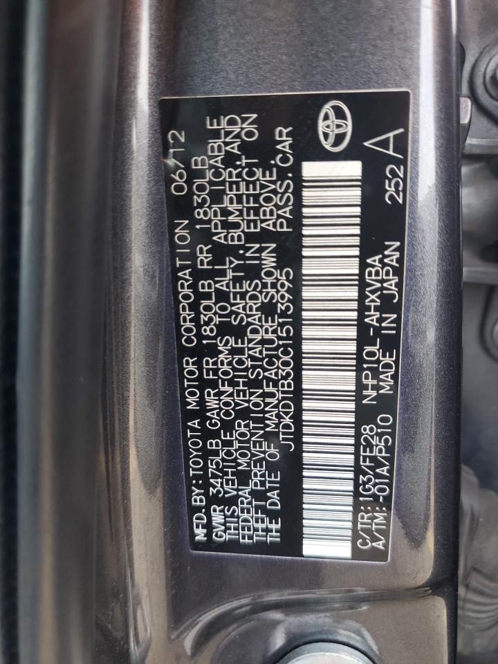 JTDKDTB30C1513995 2012 Toyota Prius C