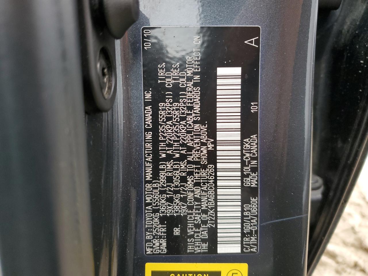 2T2ZK1BA6BC046269 2011 Lexus Rx 350