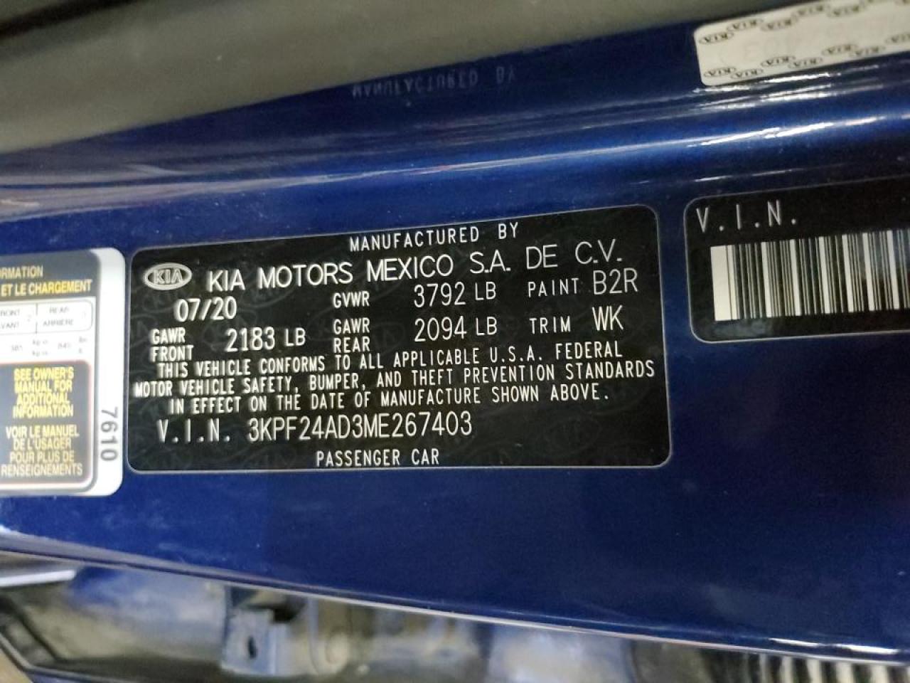 3KPF24AD3ME267403 2021 Kia Forte Fe