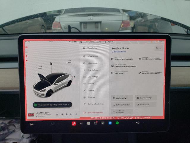 2021 Tesla Model 3 VIN: 5YJ3E1EA0MF058476 Lot: 54007374