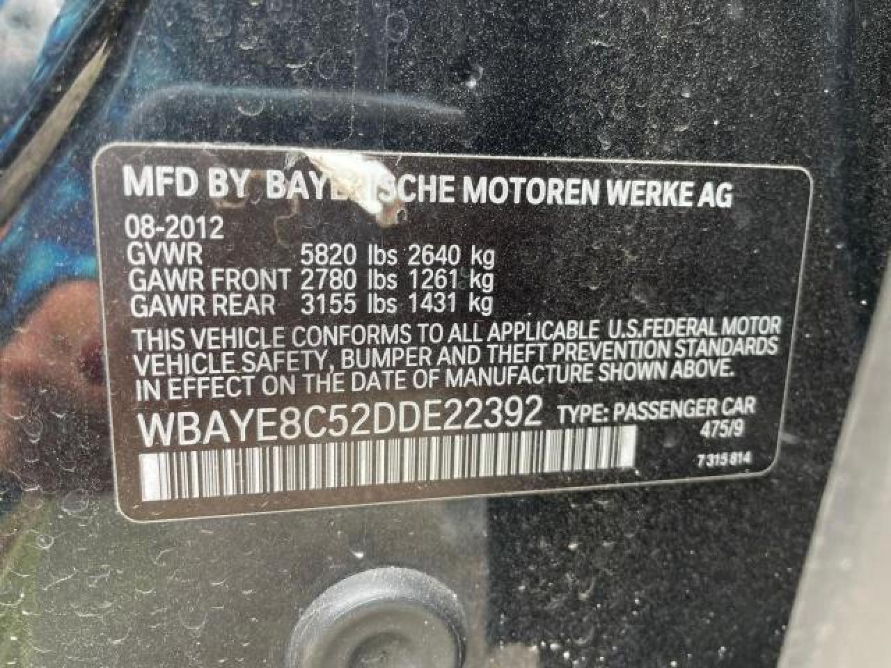 WBAYE8C52DDE22392 2013 BMW 750 Li