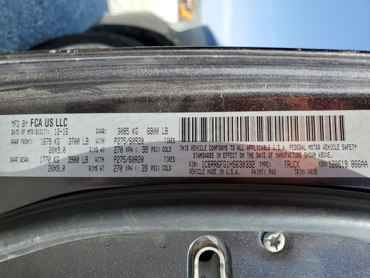 1C6RR6FG1HS630332 2017 Ram 1500 St