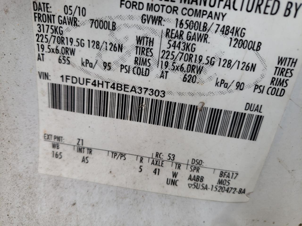 1FDUF4HT4BEA37303 2011 Ford F450 Super Duty