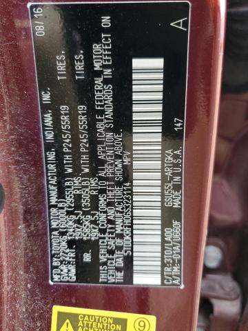 2016 Toyota Highlander Limited VIN: 5TDDKRFH0GS323114 Lot: 54928884