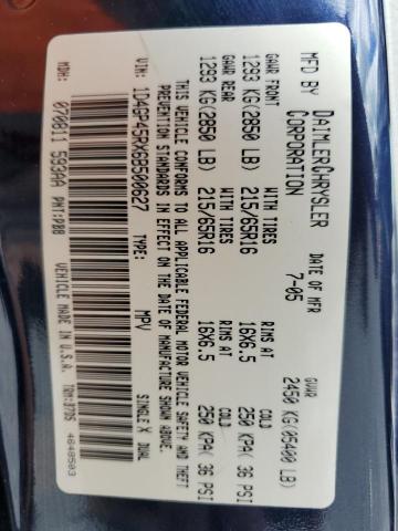 2006 Dodge Caravan Sxt VIN: 1D4GP45RX6B500627 Lot: 56269624