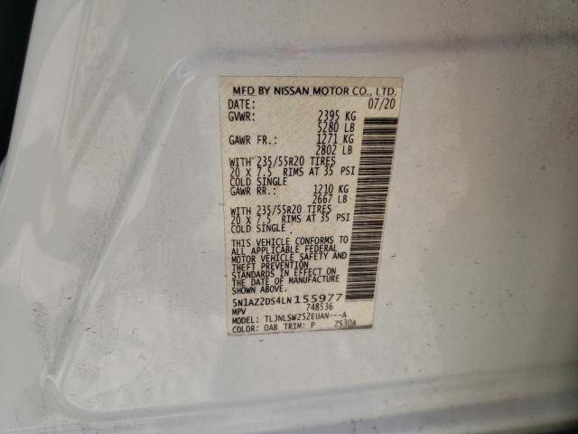 2020 Nissan Murano Platinum VIN: 5N1AZ2DS4LN155977 Lot: 56327254