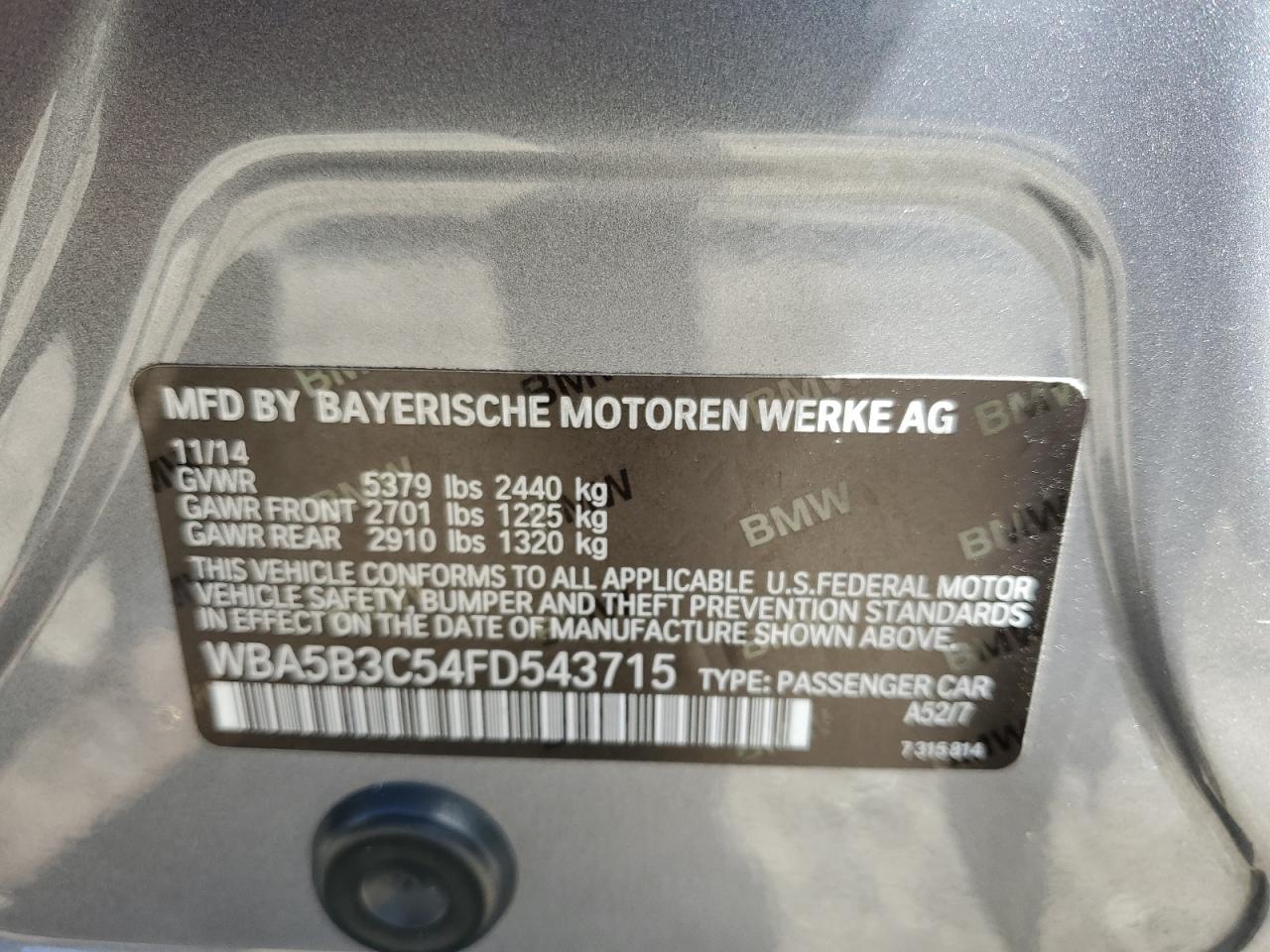 WBA5B3C54FD543715 2015 BMW 535 Xi