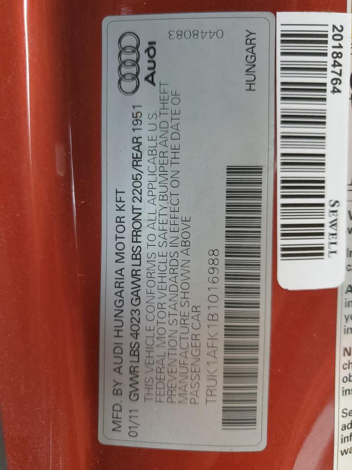 TRUK1AFK1B1016988 2011 Audi Tts Prestige