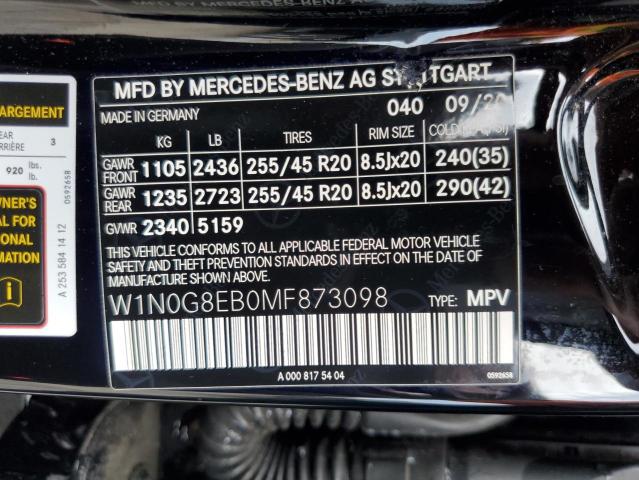 2021 Mercedes-Benz Glc 300 4Matic VIN: W1N0G8EB0MF873098 Lot: 55666604