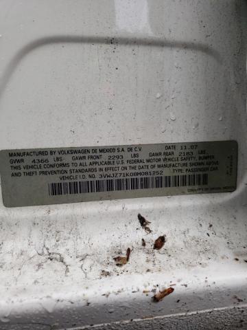 2008 Volkswagen Jetta S VIN: 3VWJZ71K08M081252 Lot: 54948684