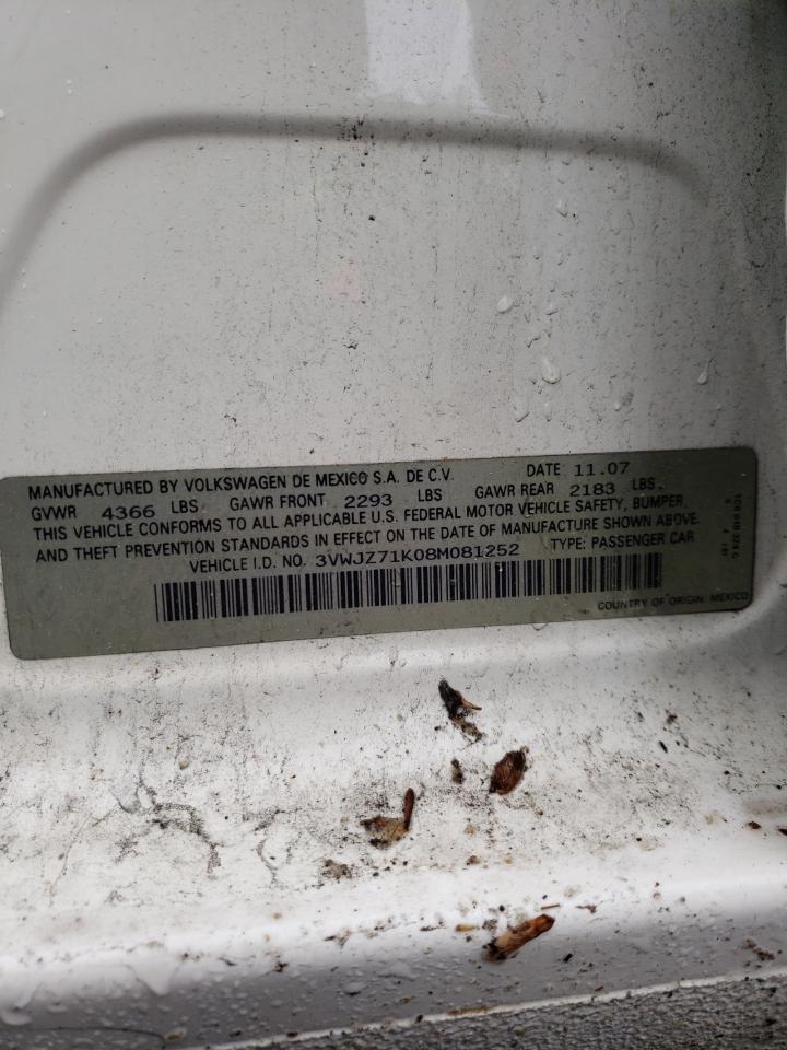 3VWJZ71K08M081252 2008 Volkswagen Jetta S