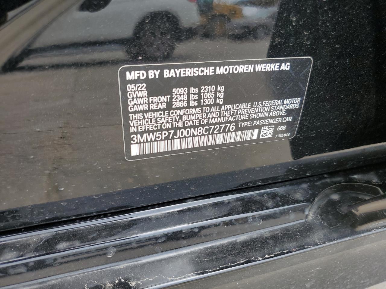 3MW5P7J00N8C72776 2022 BMW 330E