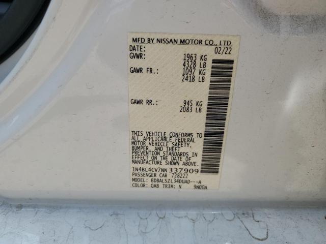2022 NISSAN ALTIMA SR 1N4BL4CV7NN337909
