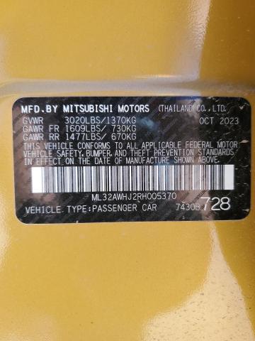 2024 Mitsubishi Mirage Se VIN: ML32AWHJ2RH005370 Lot: 54710814