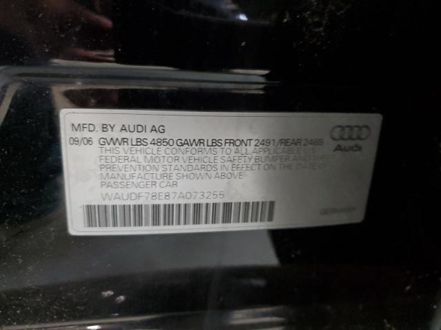 2007 Audi A4 2.0T Quattro VIN: WAUDF78E87A073255 Lot: 55056904