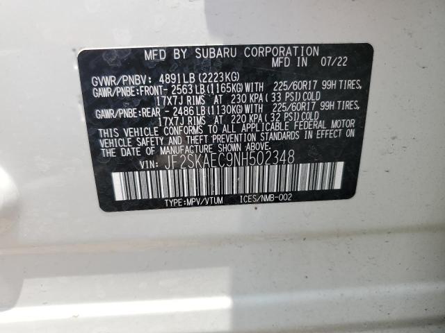 2022 Subaru Forester Premium VIN: JF2SKAEC9NH502348 Lot: 55907604