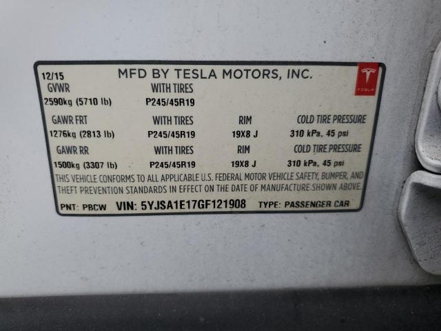 2016 Tesla Model S VIN: 5YJSA1E17GF121908 Lot: 55547404